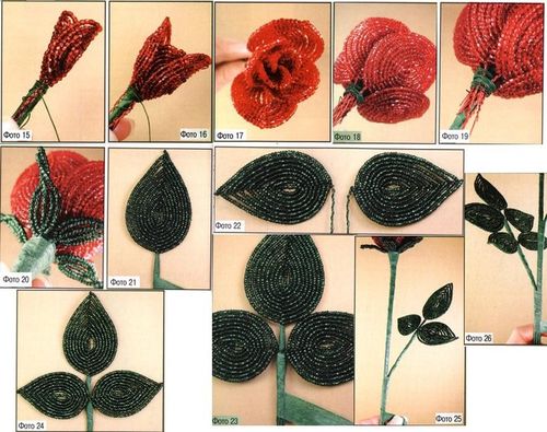 Описание плетения розы из бисера для начинающих